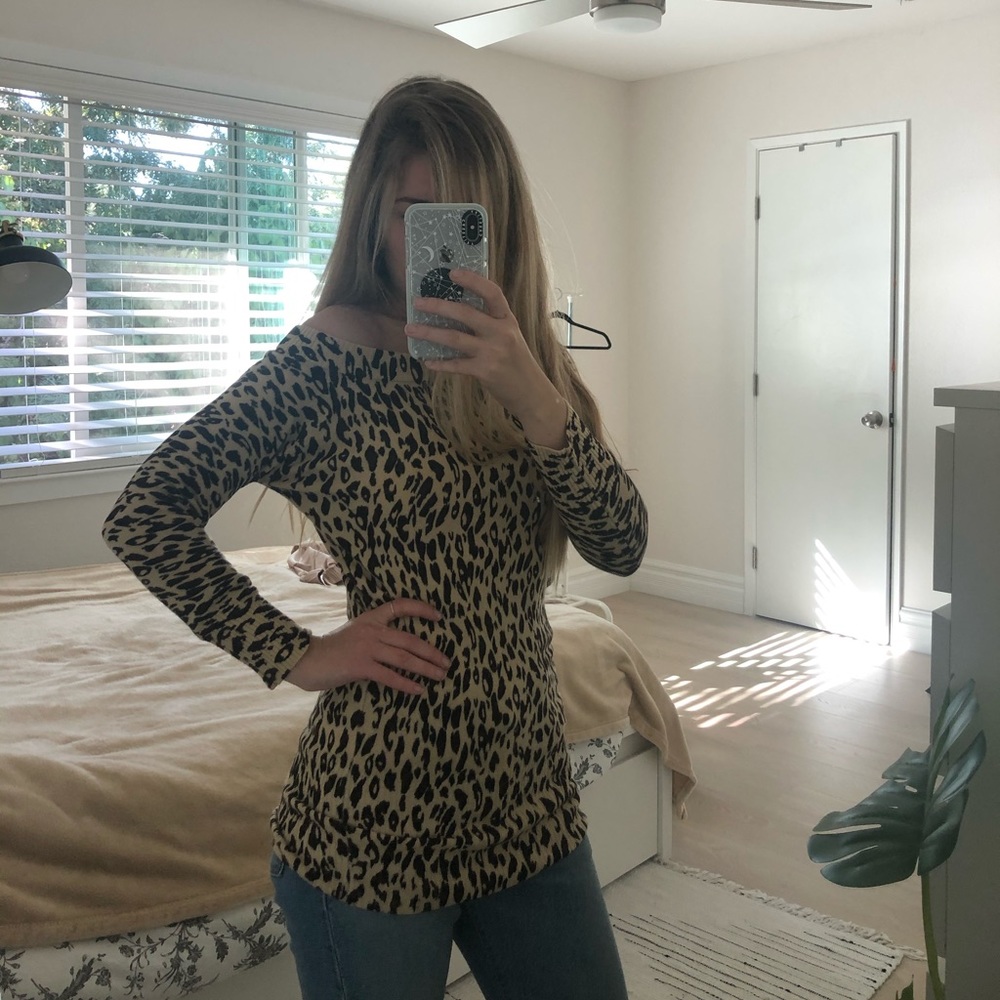 Forever 21 Animal Print Off the shoulder Sweater